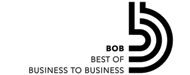 Logo "Best of Business to Business" mit stilisierten schwarzen Buchstaben "b5" und geschwungenen Linien