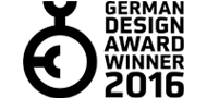 Logo des German Design Award Winner 2016 mit stilisierter Medaille und Bundesadler-Symbol