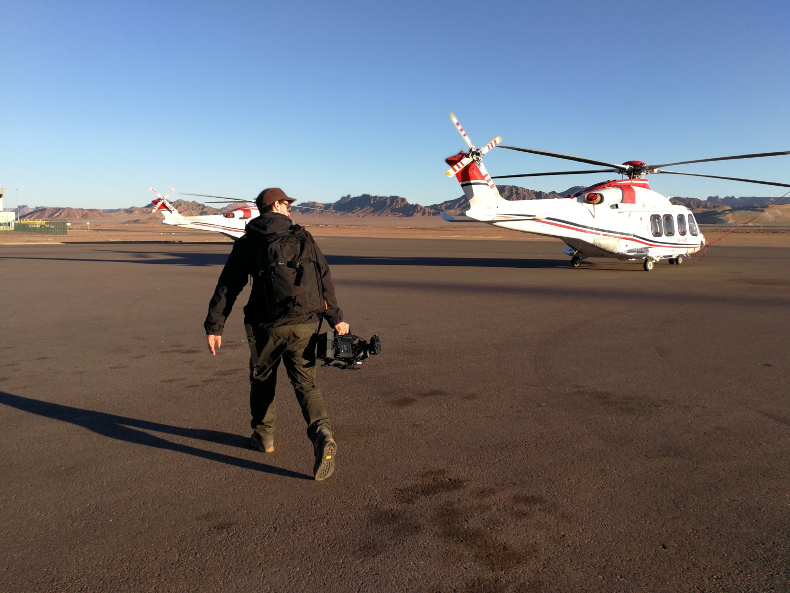 By helicopter to remote places.